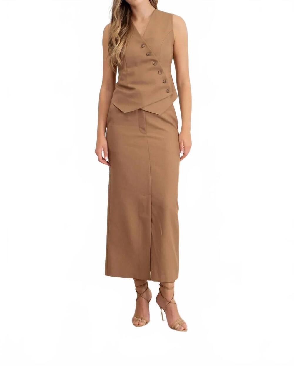 NEW BLU PEPPER darcy split hem skirt in bronze